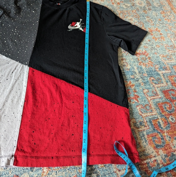 Nike Air Jordan M Jumpman Classics Mash-up Tee Black Red Colorblock ShortSleeve - Picture 10 of 11